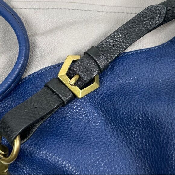 OrYany Victoria Blue Gray Colorblock Pebbled Leather Hobo Shoulder Crossbody Bag - Picture 8 of 15
